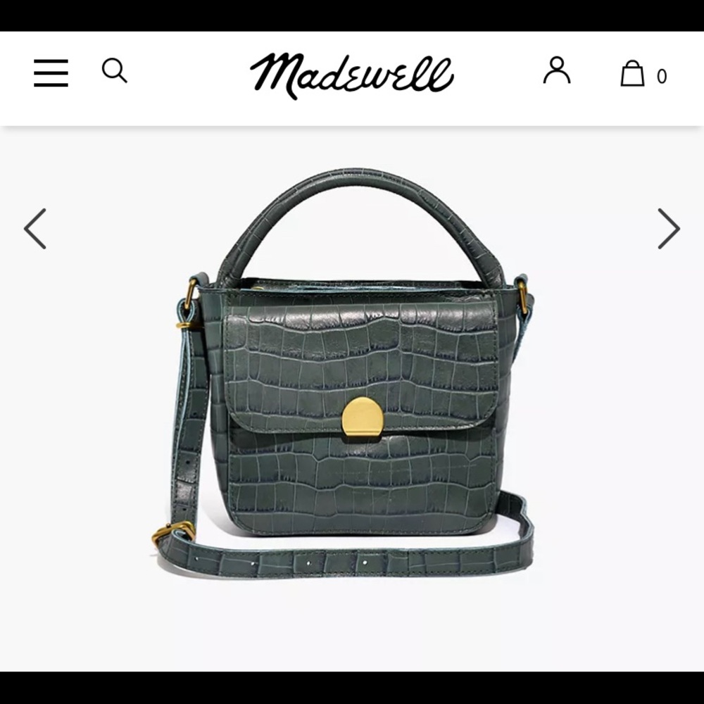 Madewell The Mini Abroad Crossbody Bag: Croc Embossed Leather Edition, NWT
